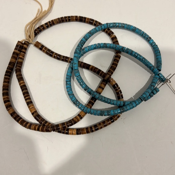 Faux Turquoise & Wooden Beads 2 Strands - Picture 2 of 5